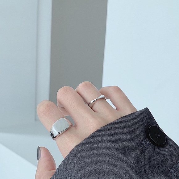 Chunky silver ring, silver stacking ring, square band ring, sterling silver ring - Picture 4 of 8